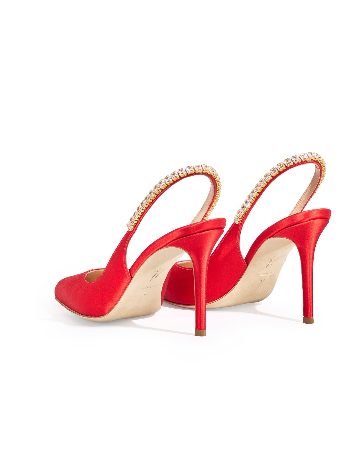 Temperley London Raven Slingbacks szpilki czerwone satyna