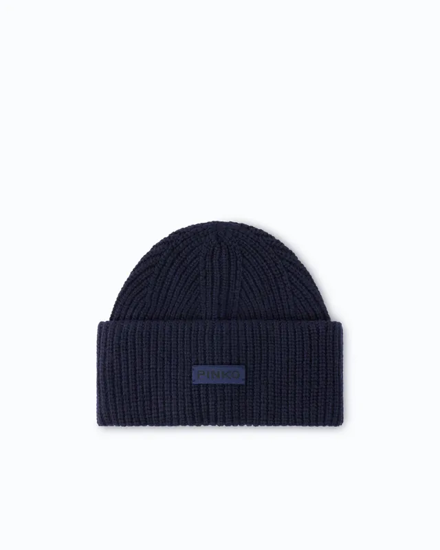 Pinko Bosnia Beanie czapka zimowa niebieska kaszmir