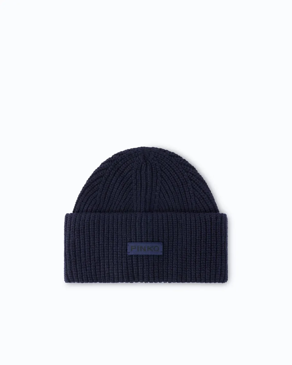 Pinko Bosnia Beanie czapka zimowa niebieska kaszmir