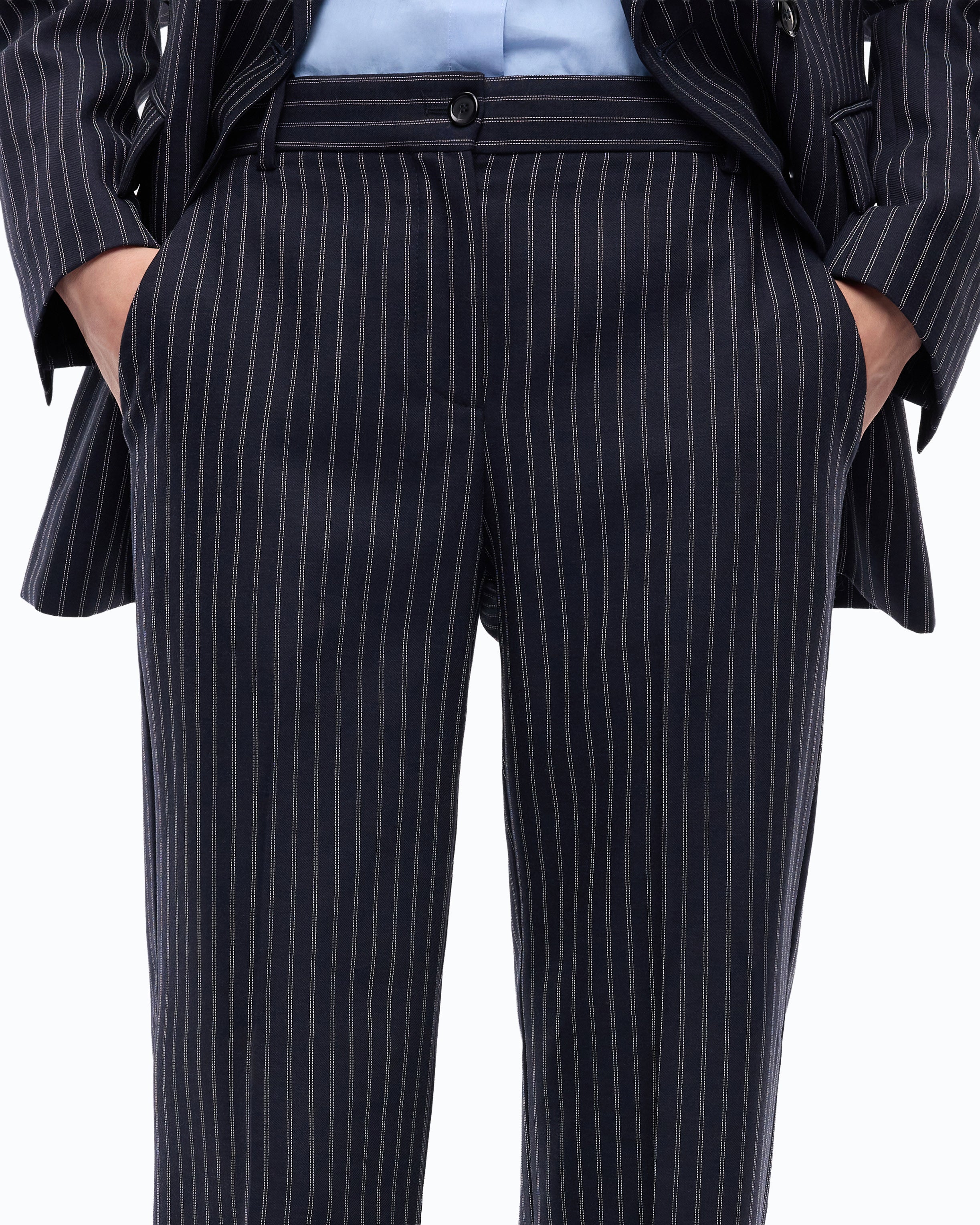 Pinko Porto Pants spodnie wełniane prążek niebieskie