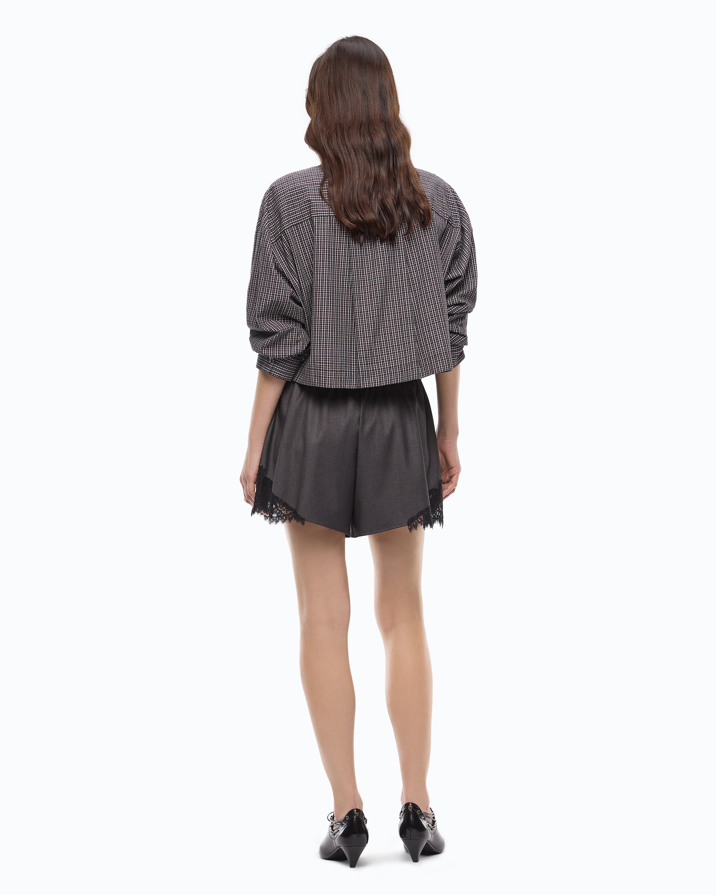 Pinko Shita Shorts szorty szare koronka