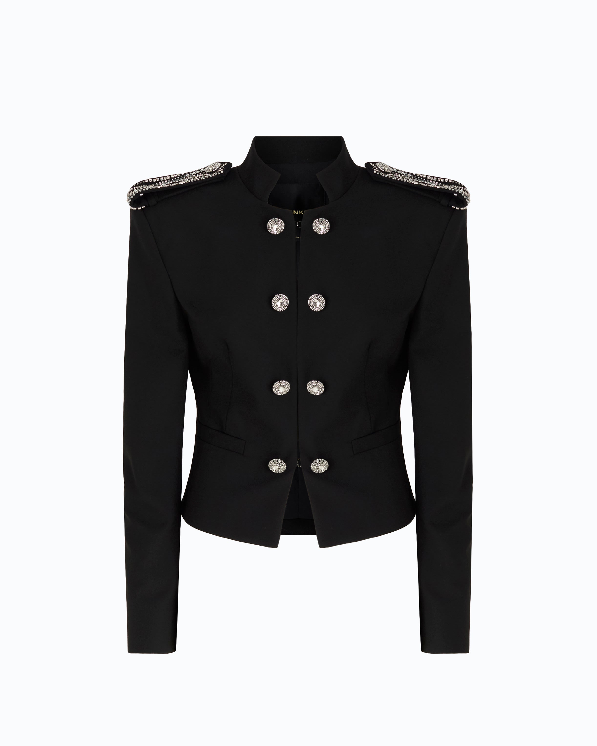 Pinko Mini Jacket kurtka czarna z kryształkami