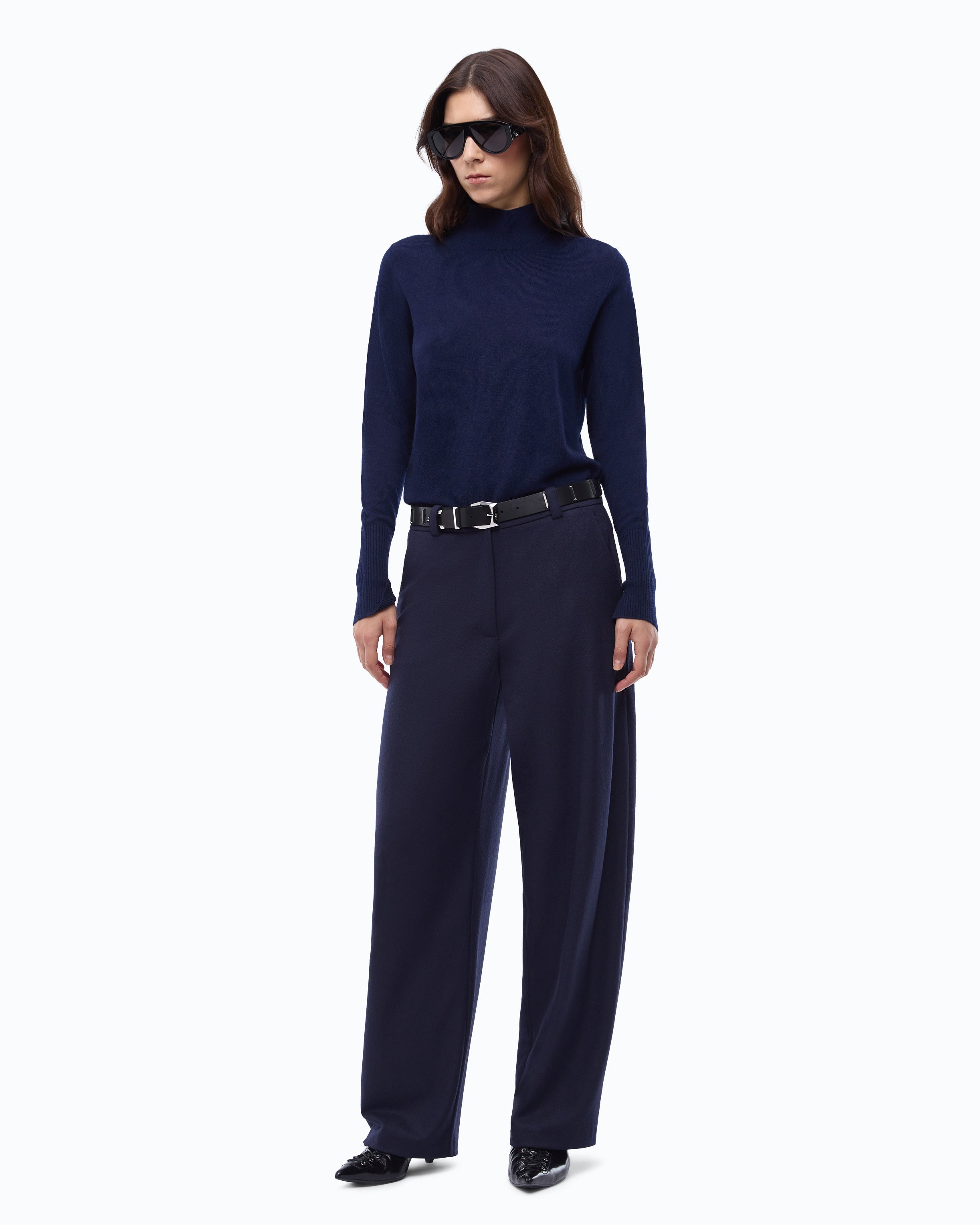 Pinko Nizza sweter golf wełna kaszmir niebieski