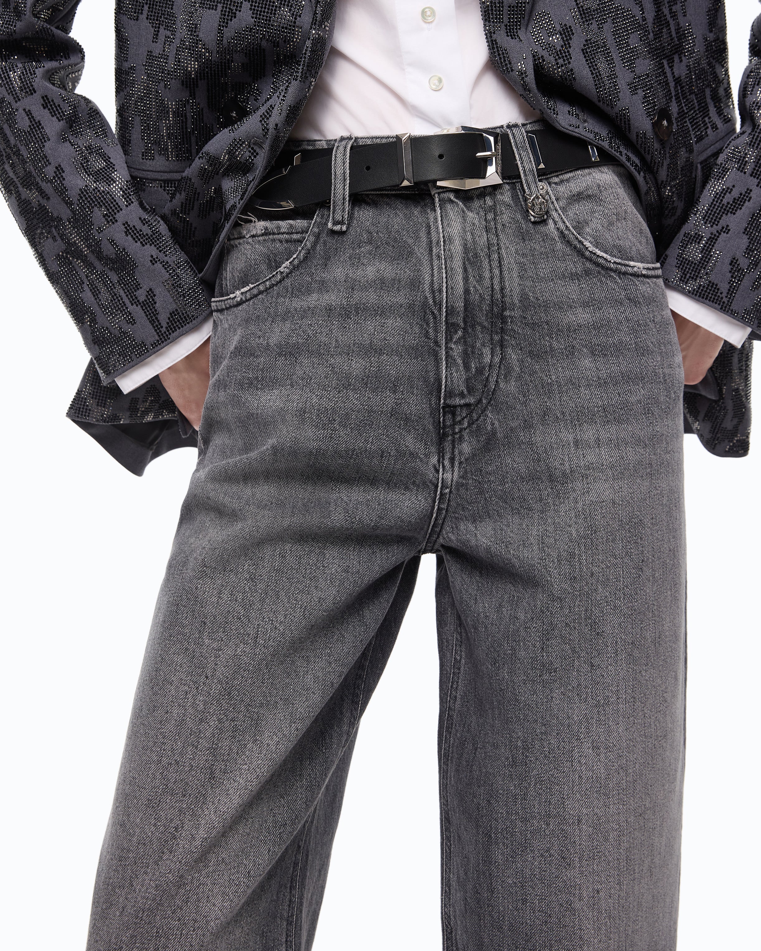 Pinko Estelle Egg jeansy szary balloon