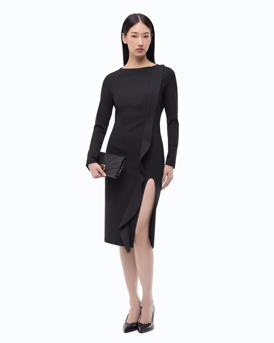 Pinko Yaris Dress sukienka midi czarna odkryte plecy