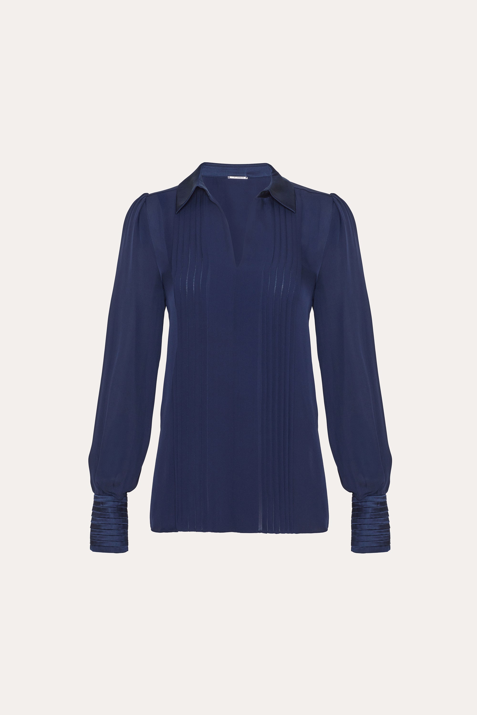 Elie Tahari Silk Pintuck koszula jedwabna midnight