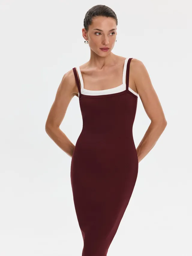 Nudyess Lisa sukienka midi Burgund XS/S bawełniana