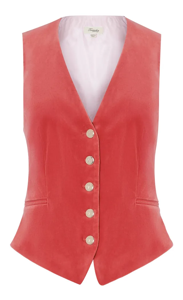 Temperley London Clove Velvet kamizelka koralowa