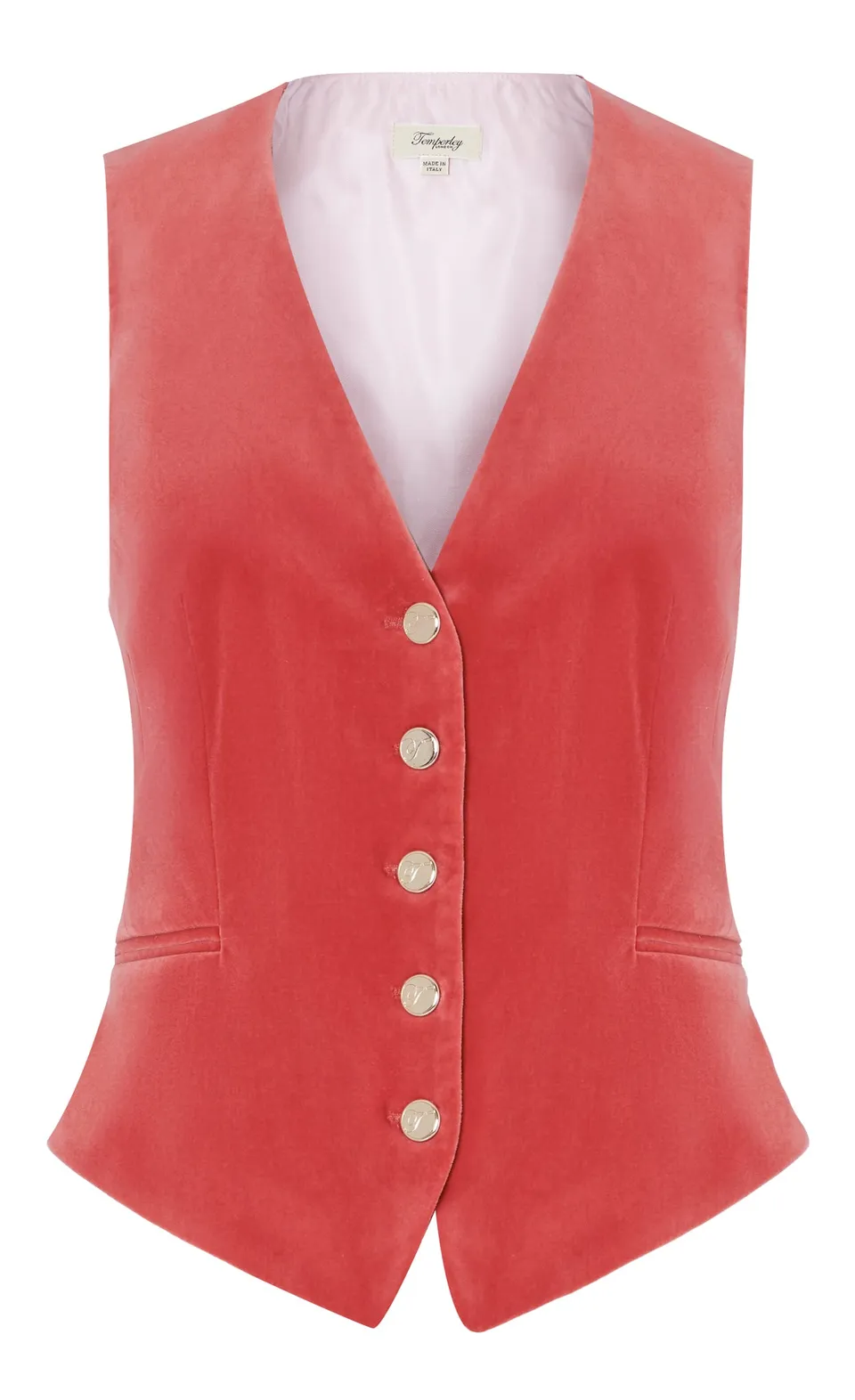 Temperley London Clove Velvet kamizelka koralowa