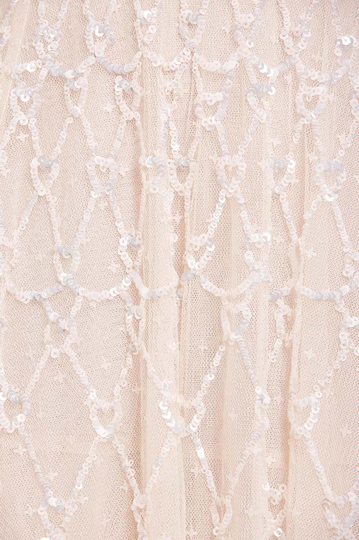 Needle & Thread Heart Lattice Mini Dress sukienka kremowa mini
