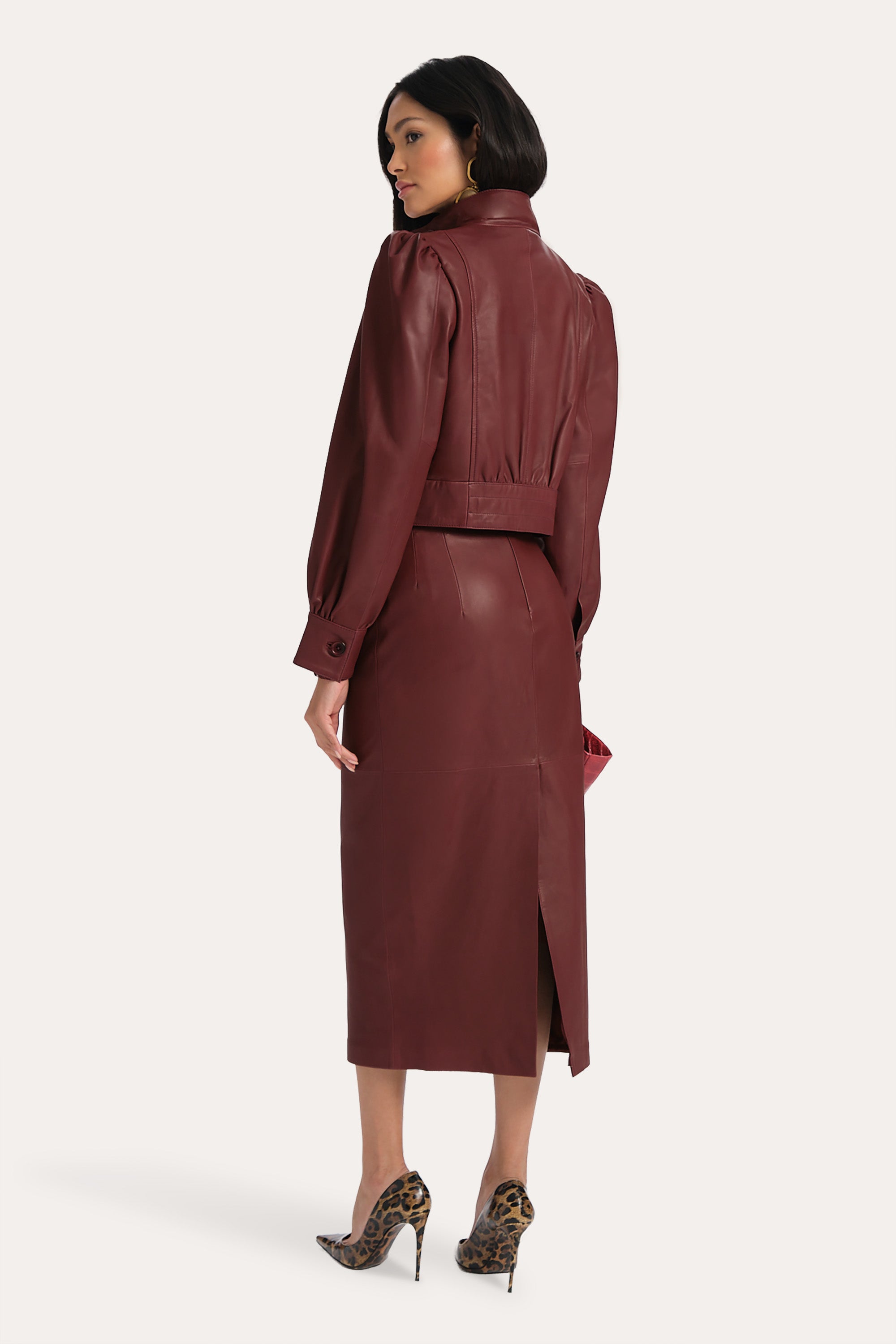 Elie Tahari Belle kurtka skórzana Jester Red