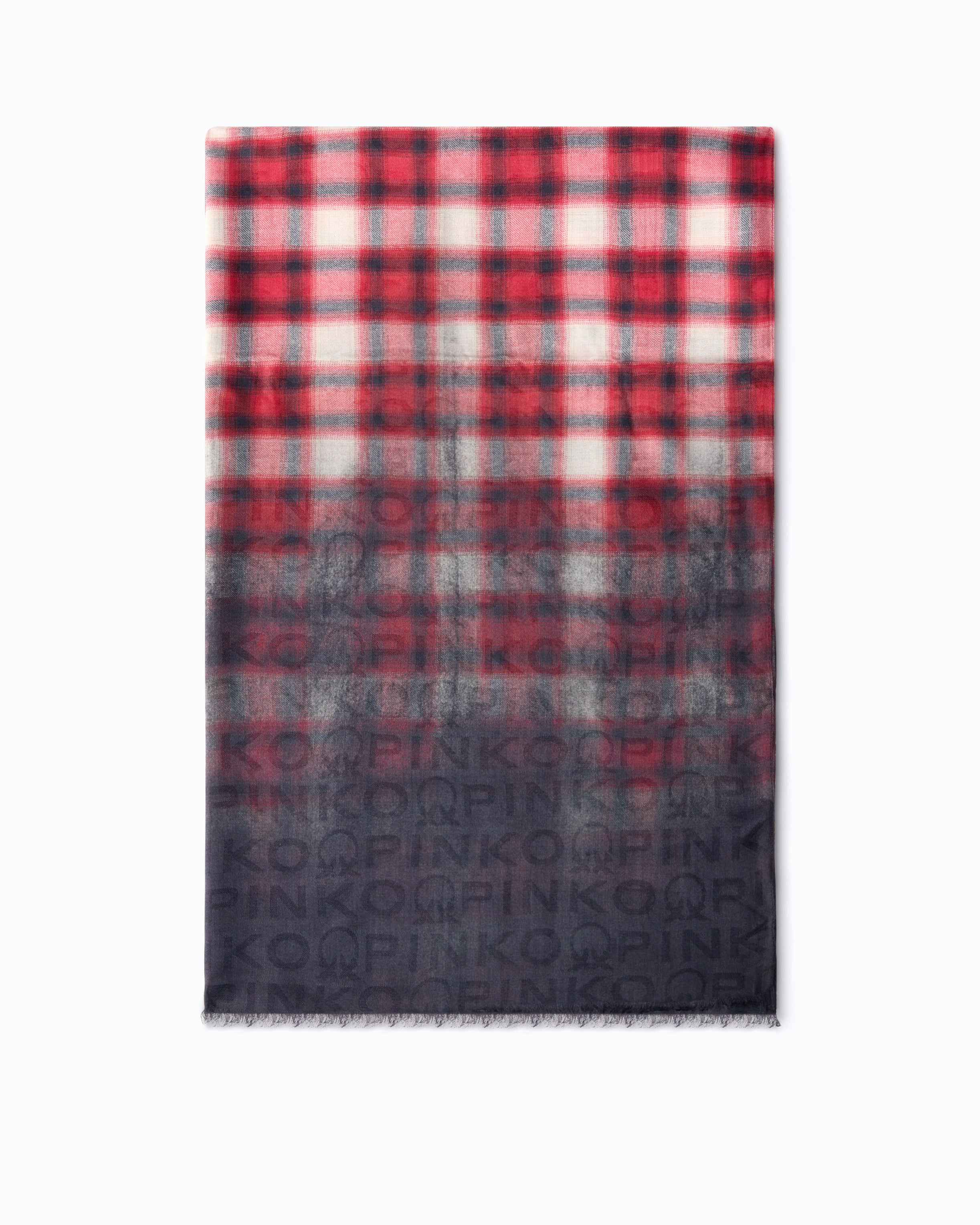 Pinko szal żakardowy czarny w kratę z logo