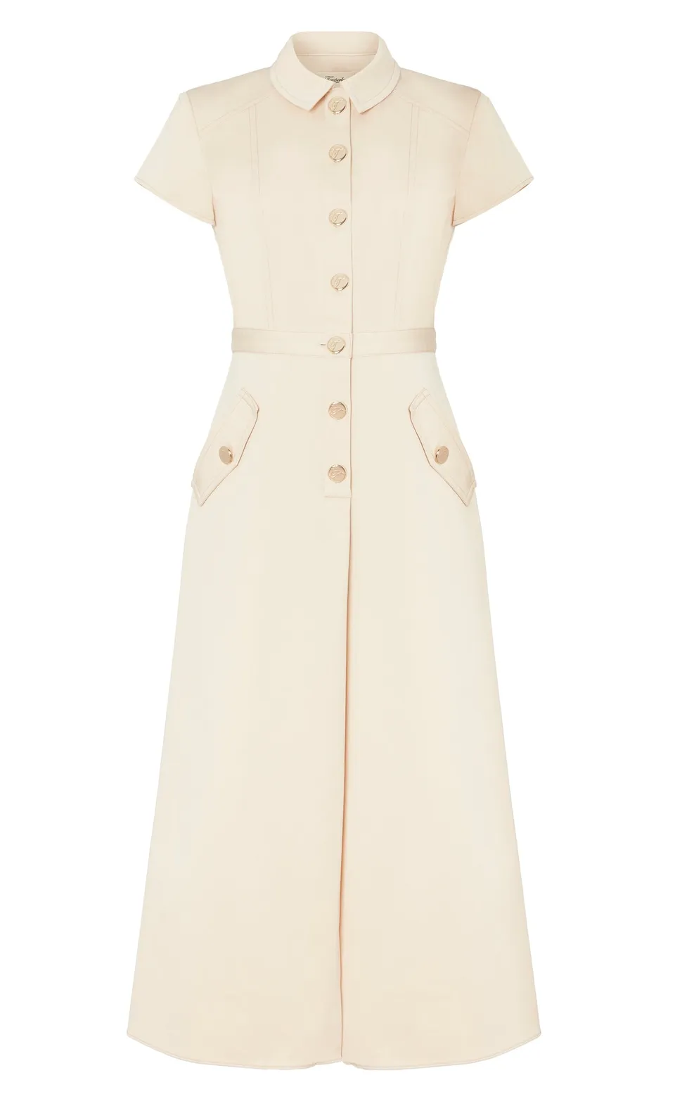 Temperley London Castell sukienka midi Sandy Cream bawełniana