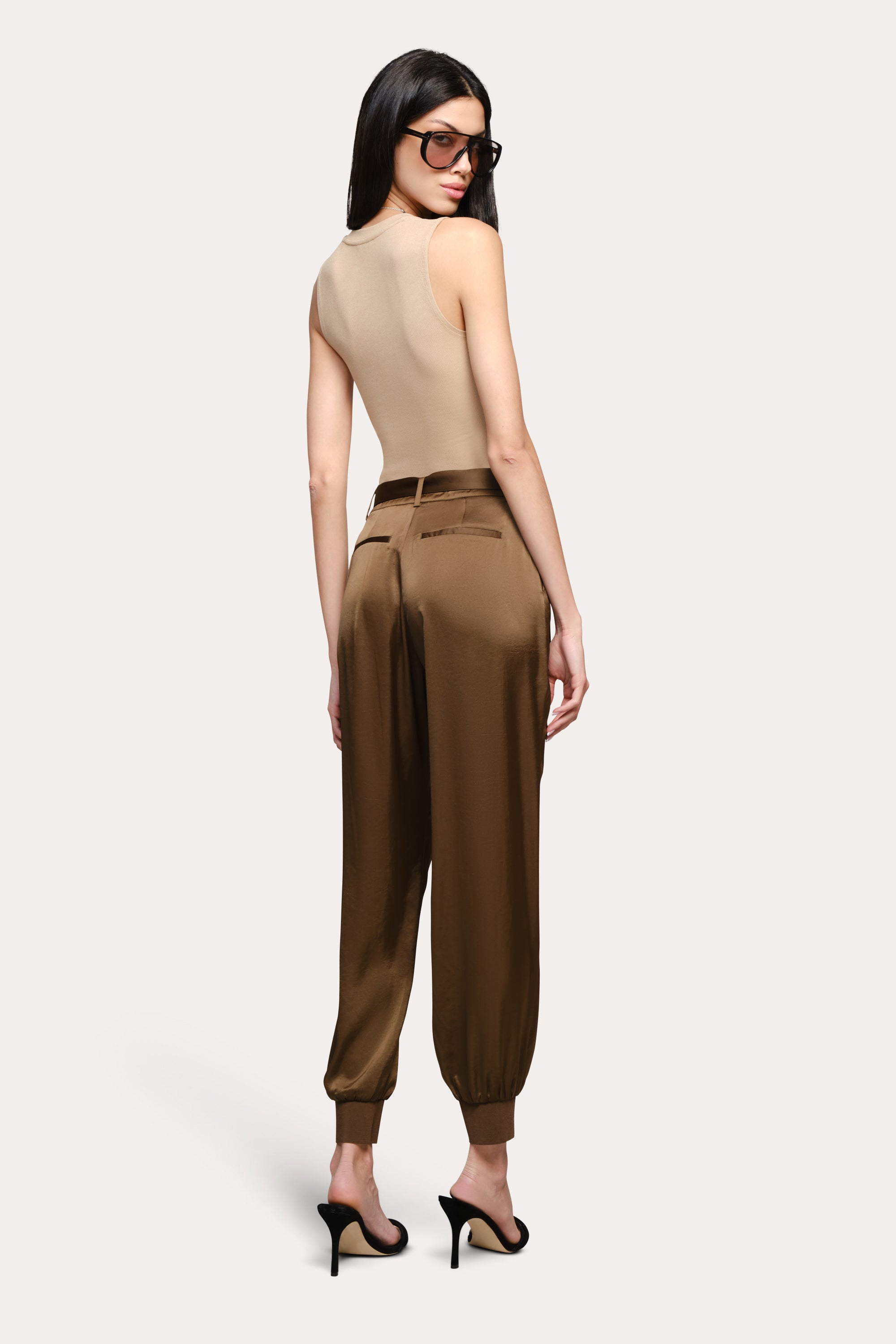 Elie Tahari Olivia Satin spodnie savoy satyna