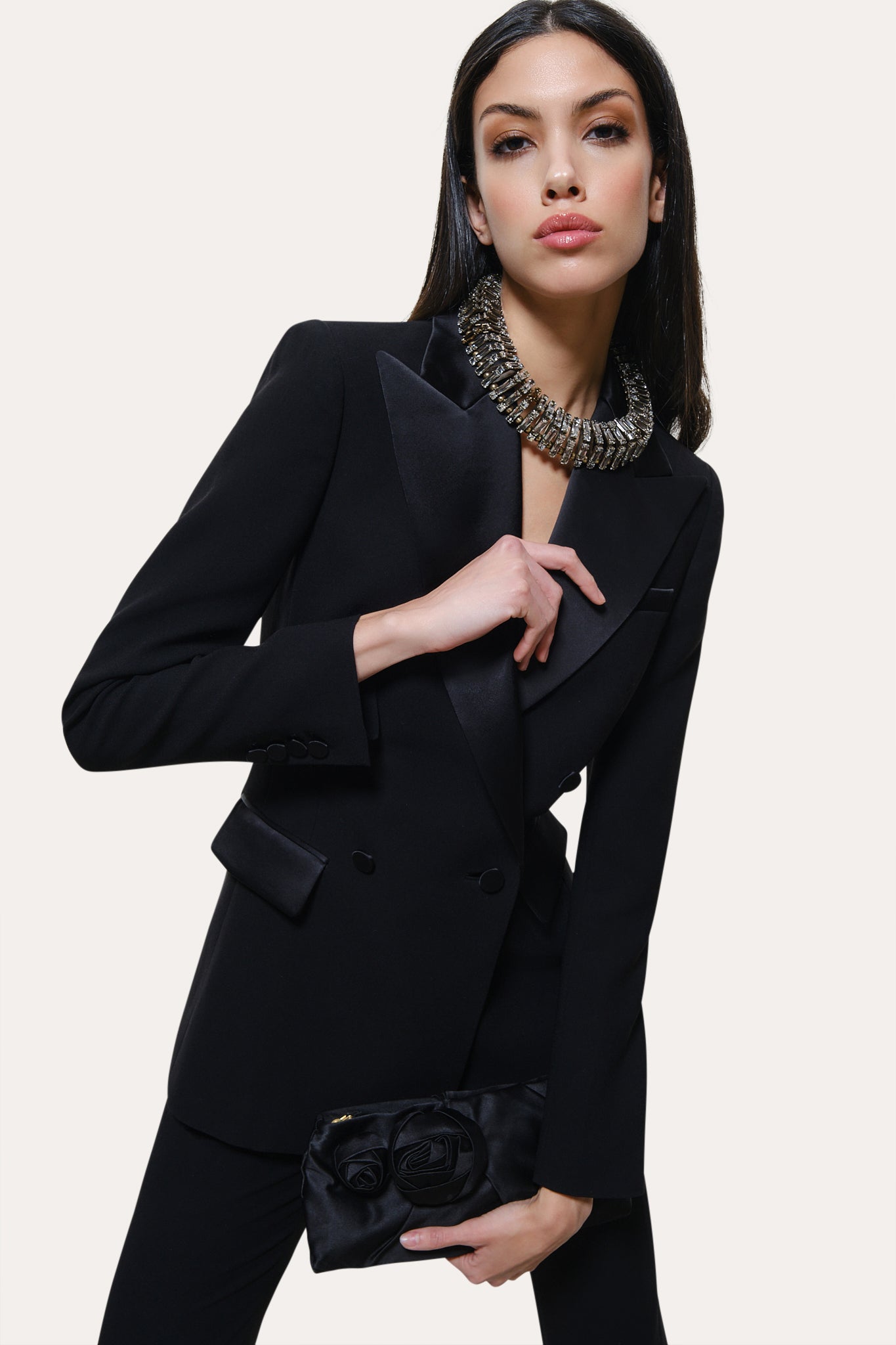 Elie Tahari Roxy marynarka Black smokingowa