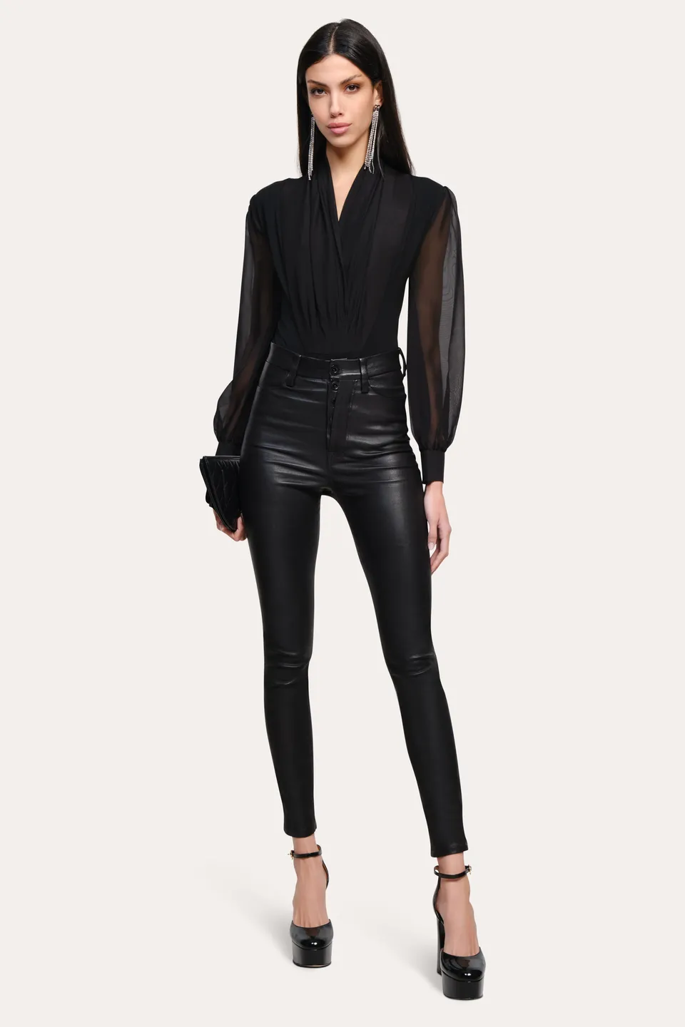 Elie Tahari Vivian body czarne z jedwabiem