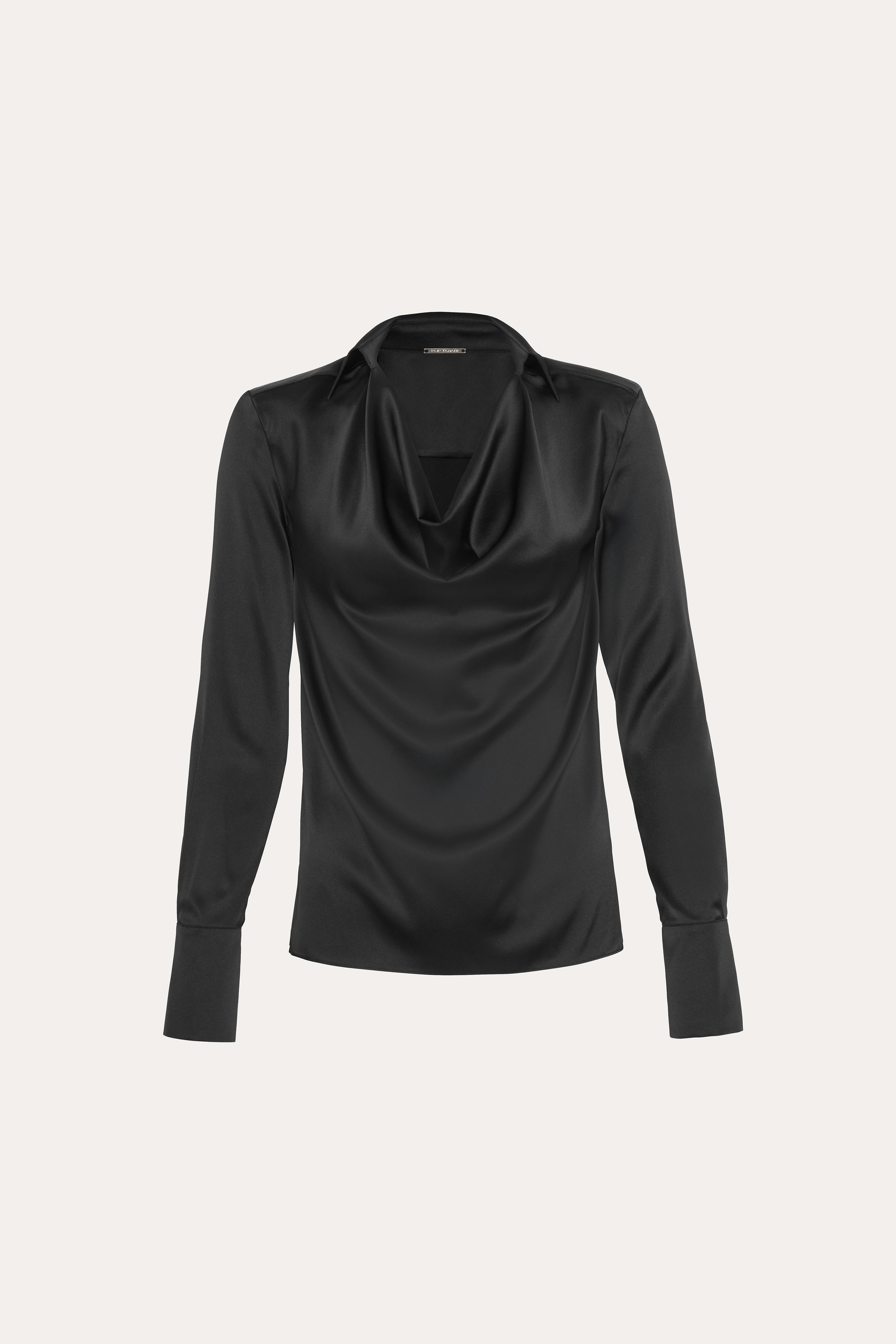 Elie Tahari Silk Draped Top jedwabny czarny z dekoltem