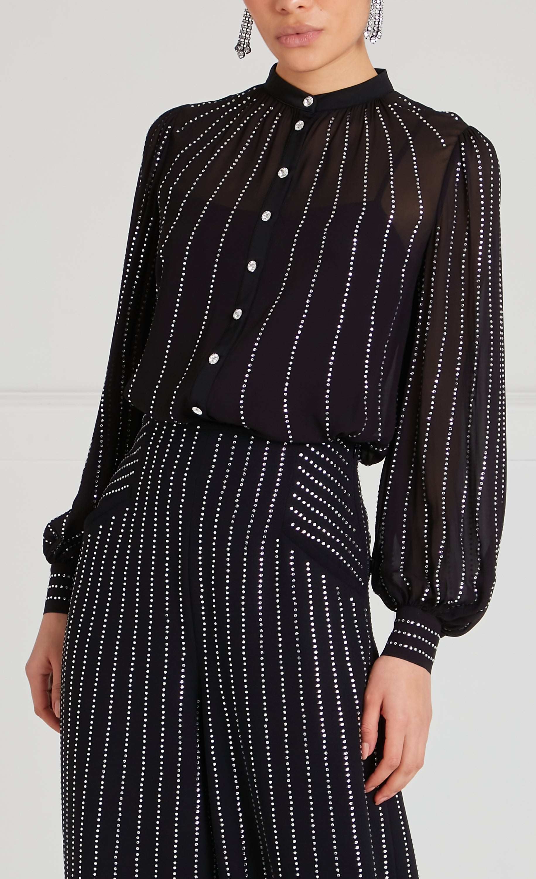 Temperley London Villanelle koszula czarna z cyrkoniami