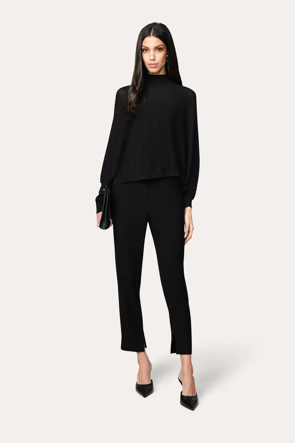 Elie Tahari Overlay Two Piece sweter czarny z topem