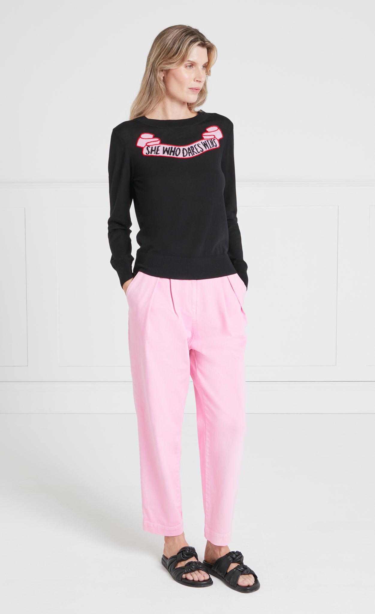 Temperley London She Who Dares sweter czarny merino