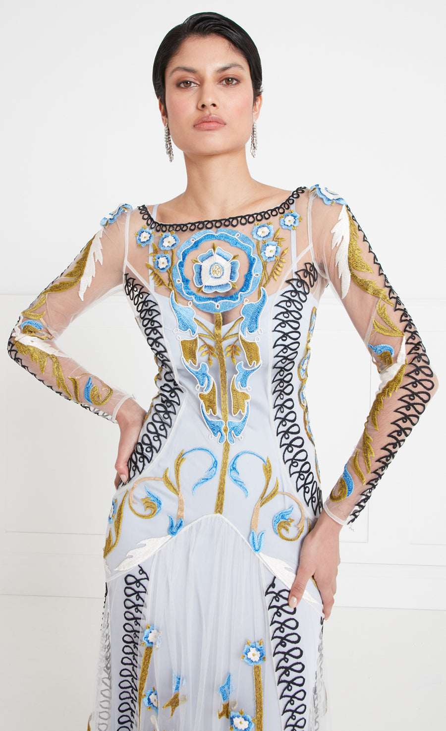 Temperley London Alessia sukienka niebieska maxi