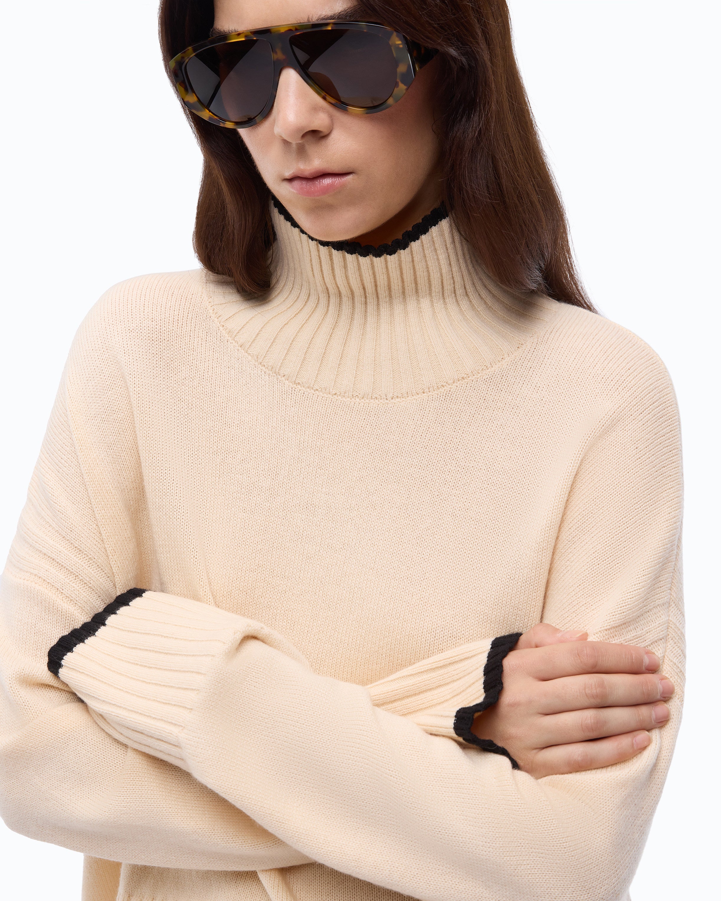 Pinko Falkland Sweater sweter golf beżowy kaszmir