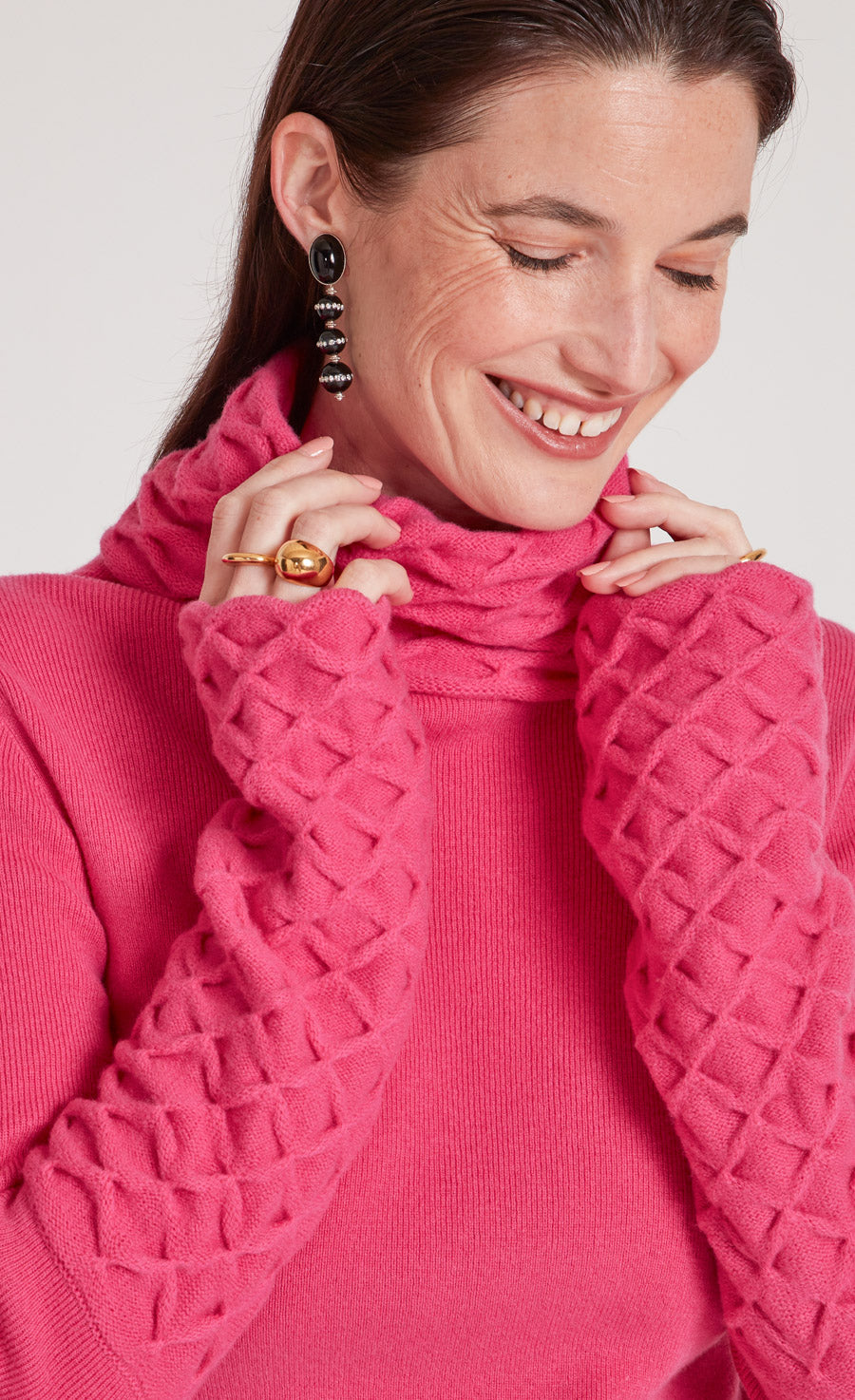 Temperley London Honeycomb sweter wełniany Raspberry