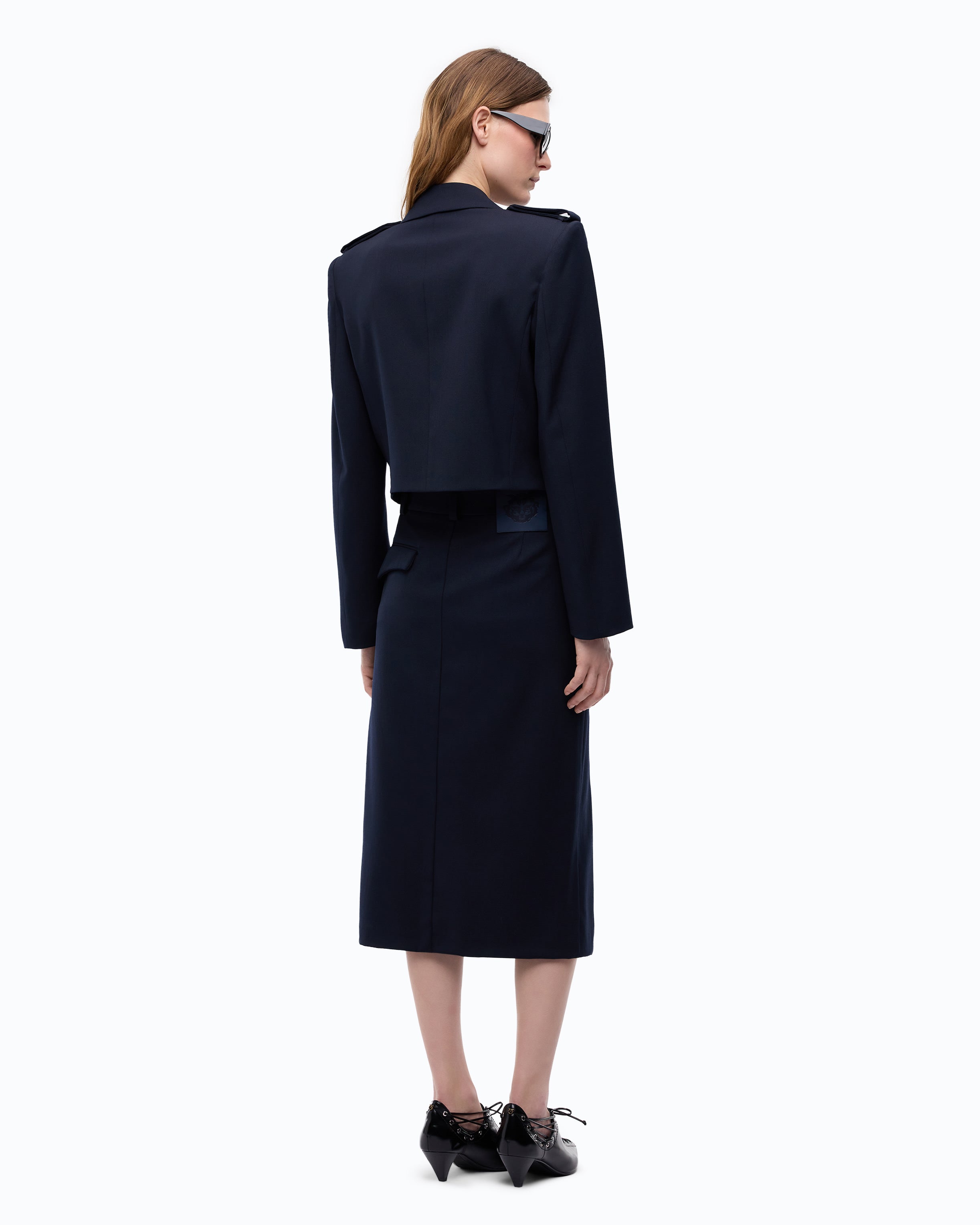 Pinko Manna Jacket żakiet wełniany krótki niebieski