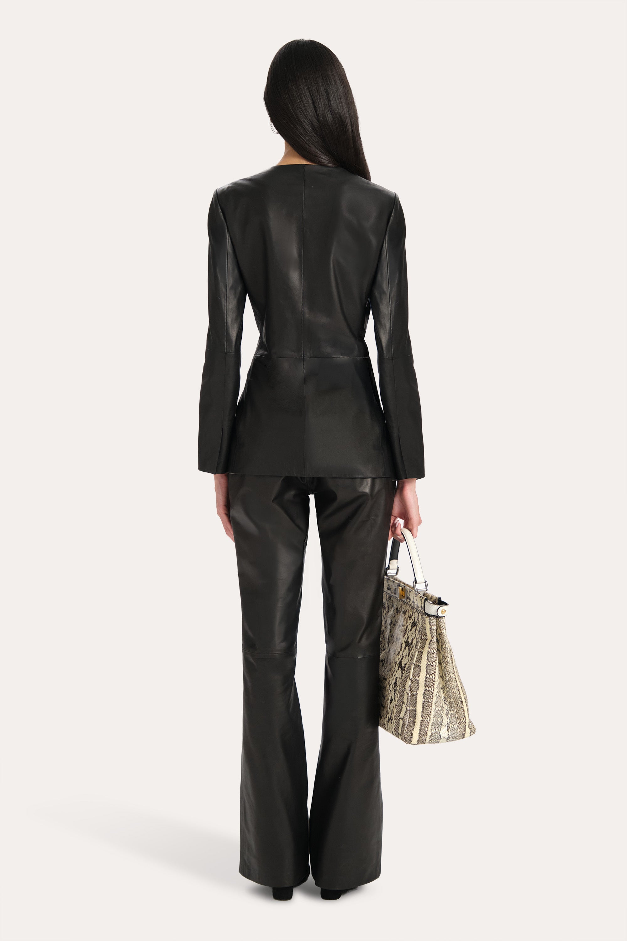 Elie Tahari Anouk kurtka skórzana Black Onyx skóra owcza