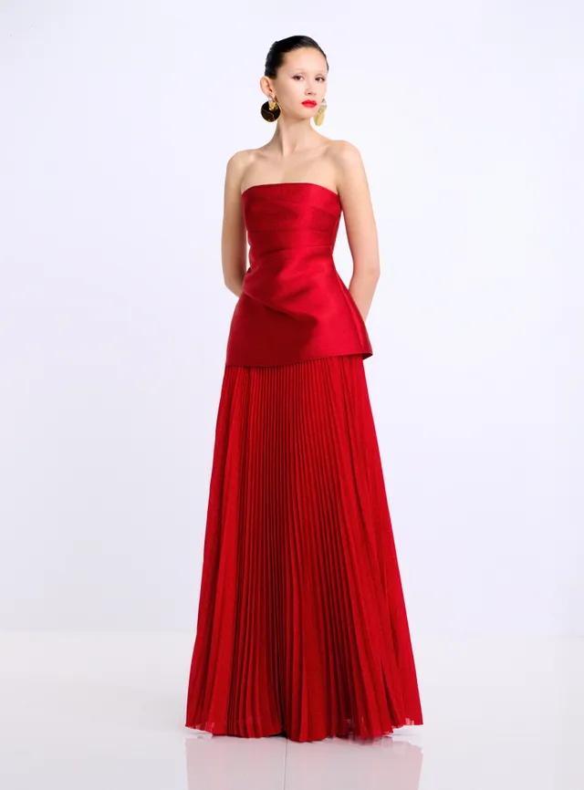 SOLACE LONDON The Claudette sukienka czerwona plisowana maxi