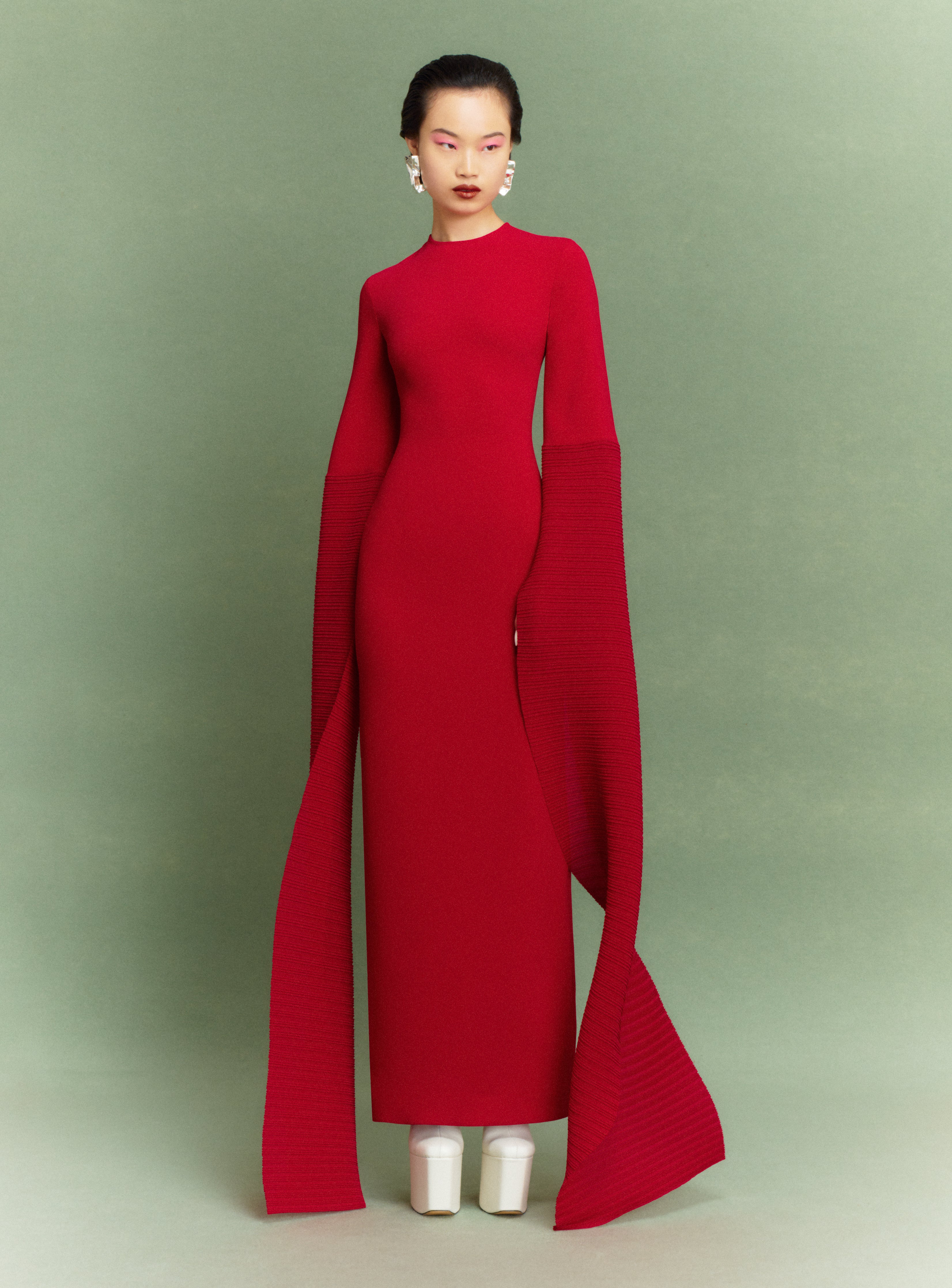 Solace London Naomi sukienka wieczorowa maxi rubinowa