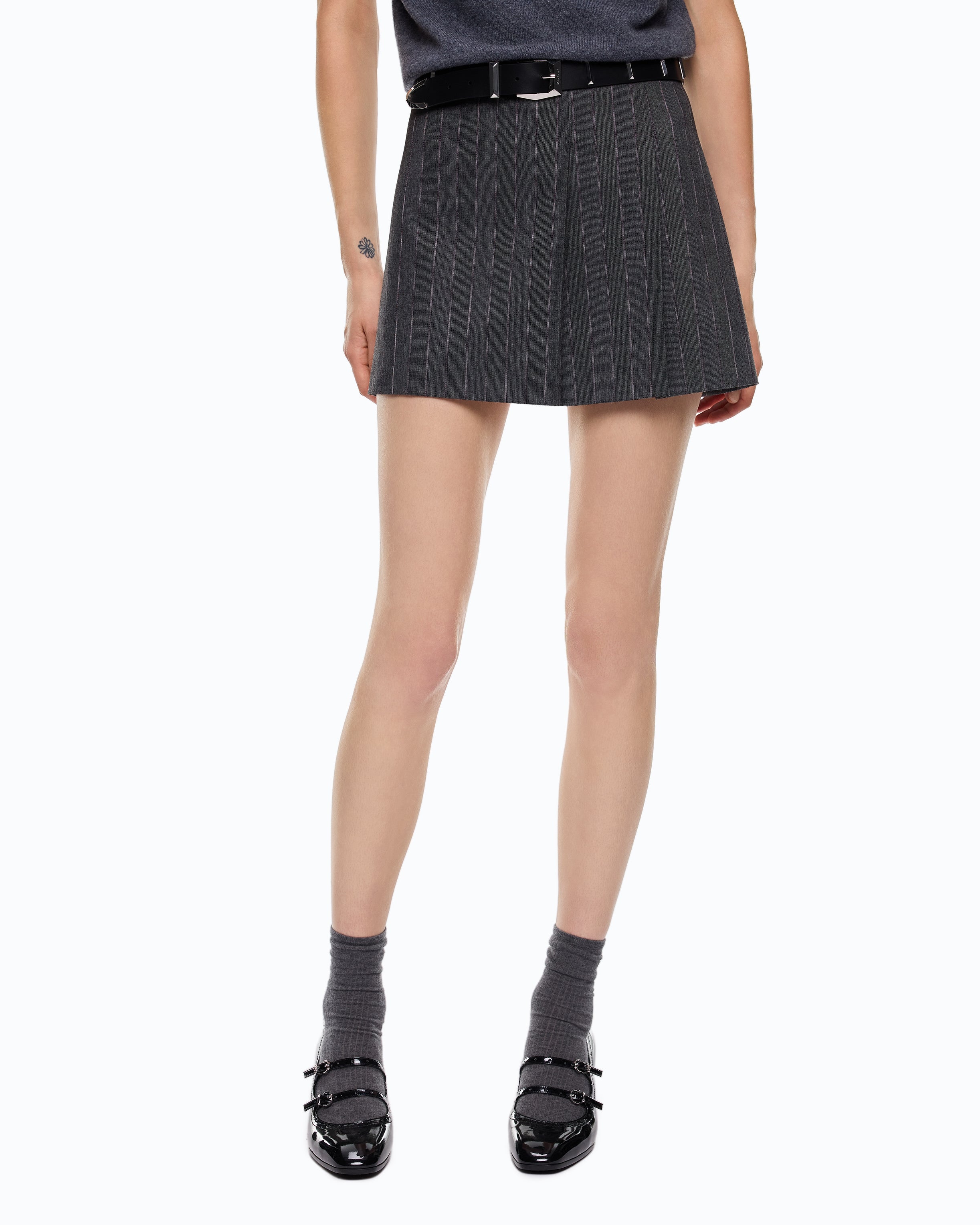 Pinko Giunco spódnica mini plisowana szara