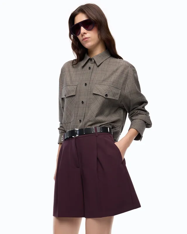 Pinko Oncidium Overshirt krata wełna krótka koszula