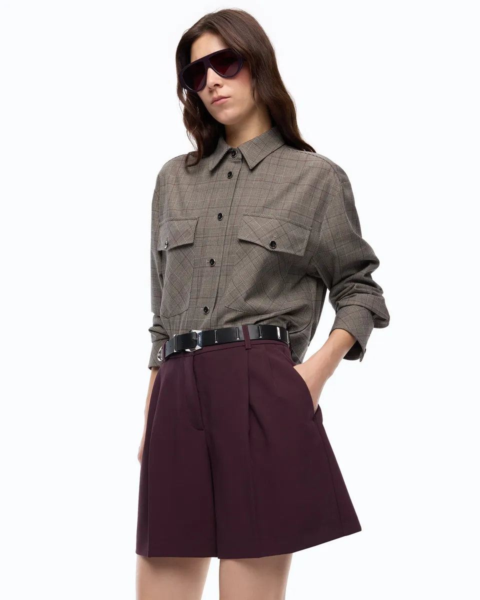 Pinko Oncidium Overshirt krata wełna krótka koszula