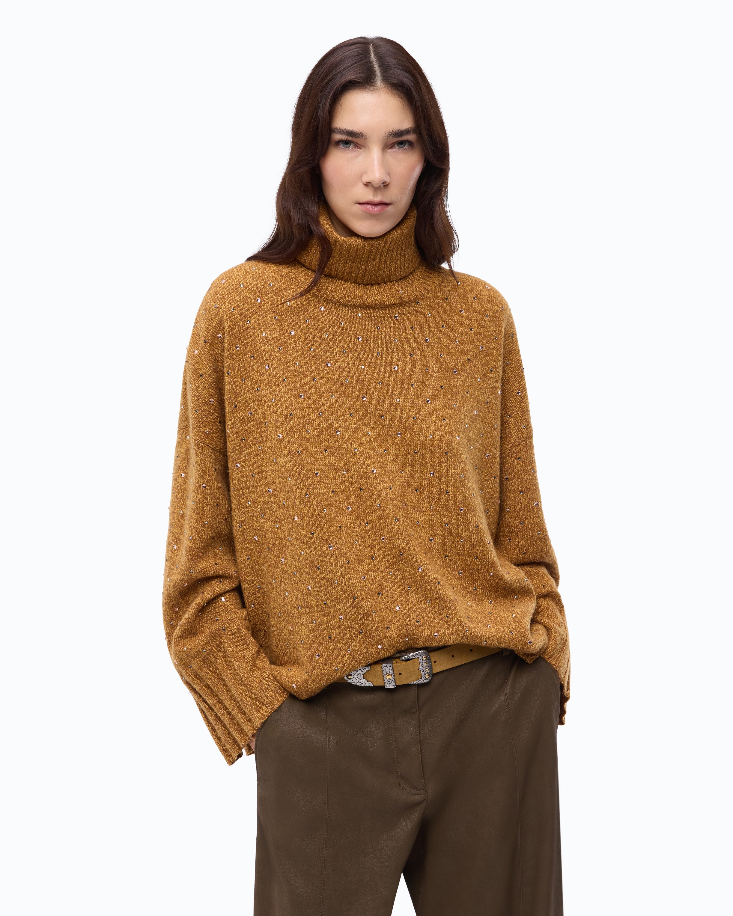 Pinko Dresda Turtleneck sweter golf w kryształki