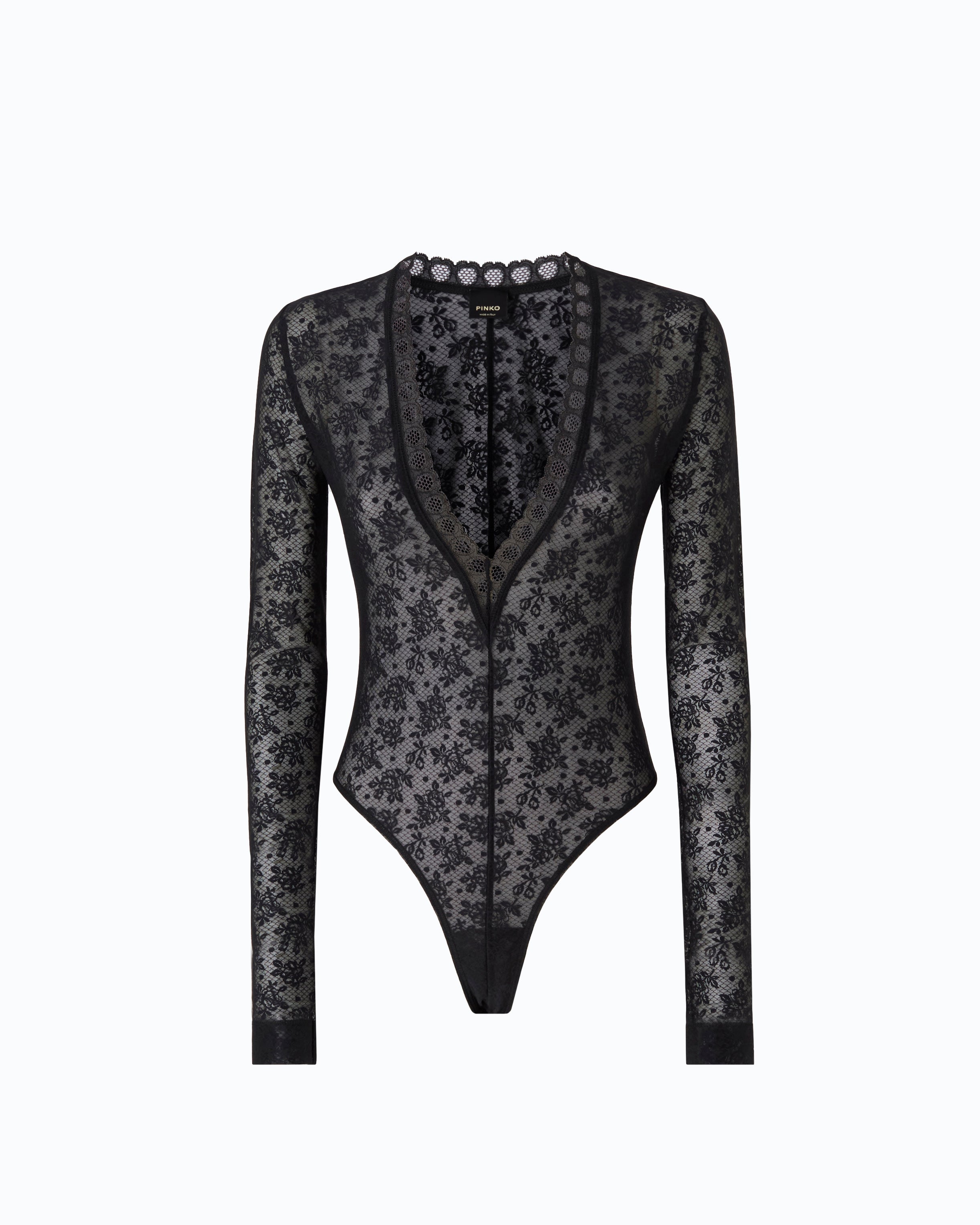 Pinko Lambrusco Bodysuit body czarne koronkowe