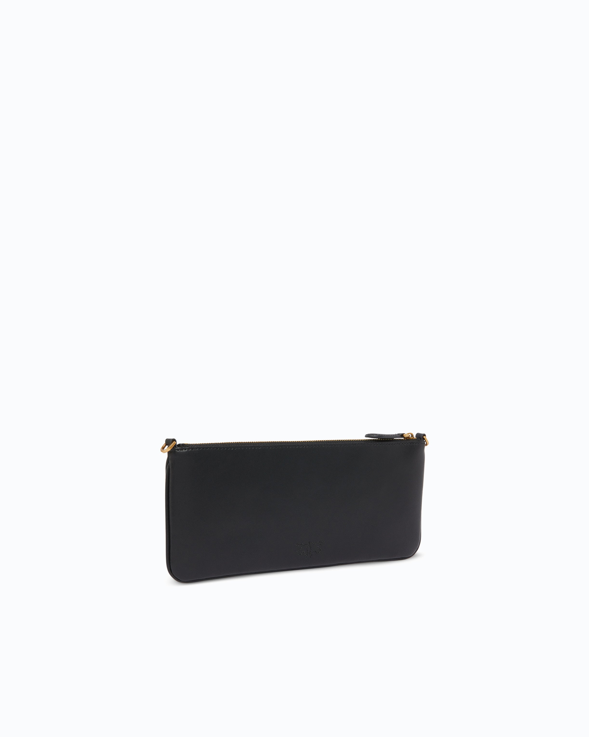 Pinko Horizontal Flat torebka skórzana czarna łańcuszek