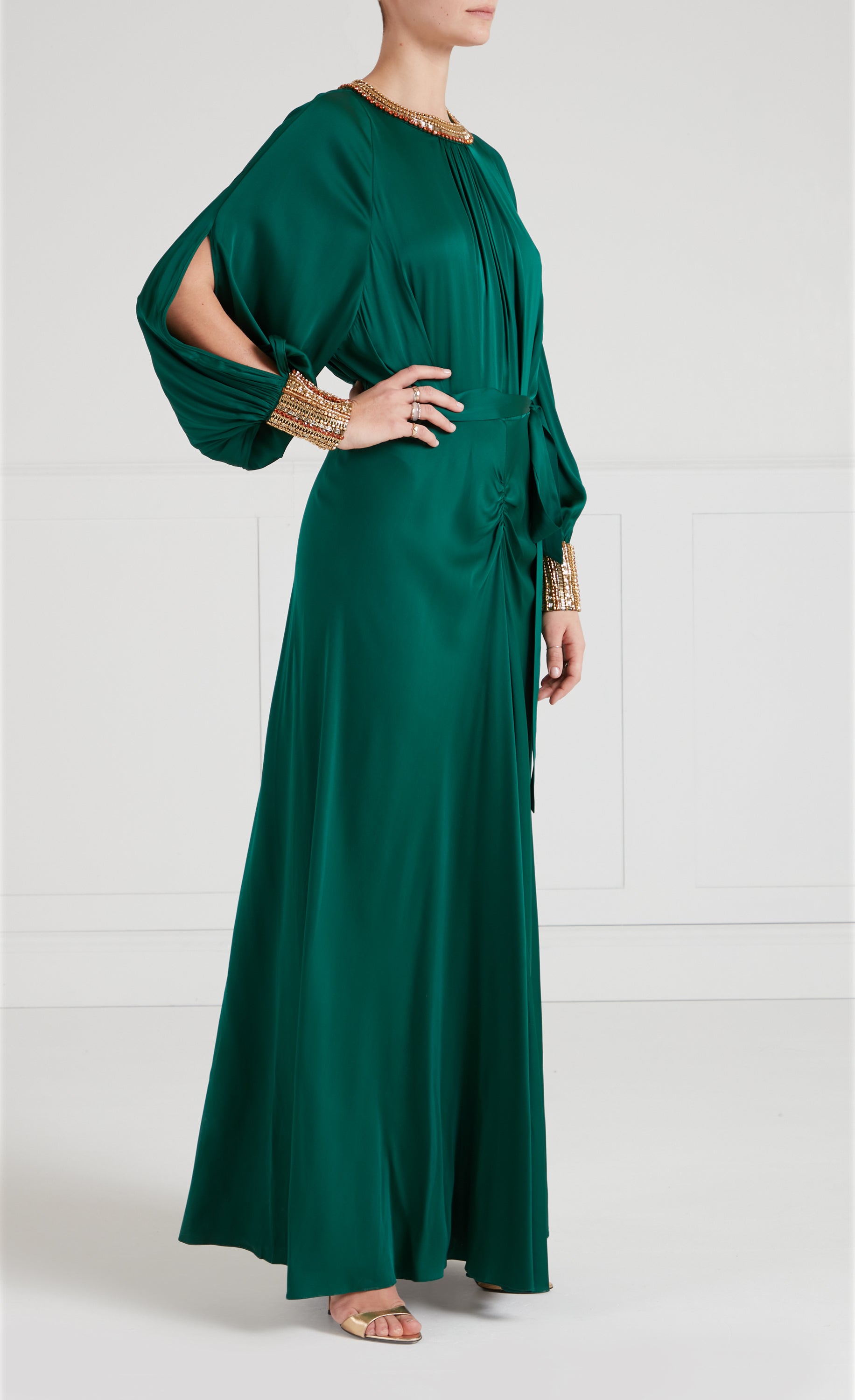 Temperley London Tahira suknia wieczorowa szmaragdowa