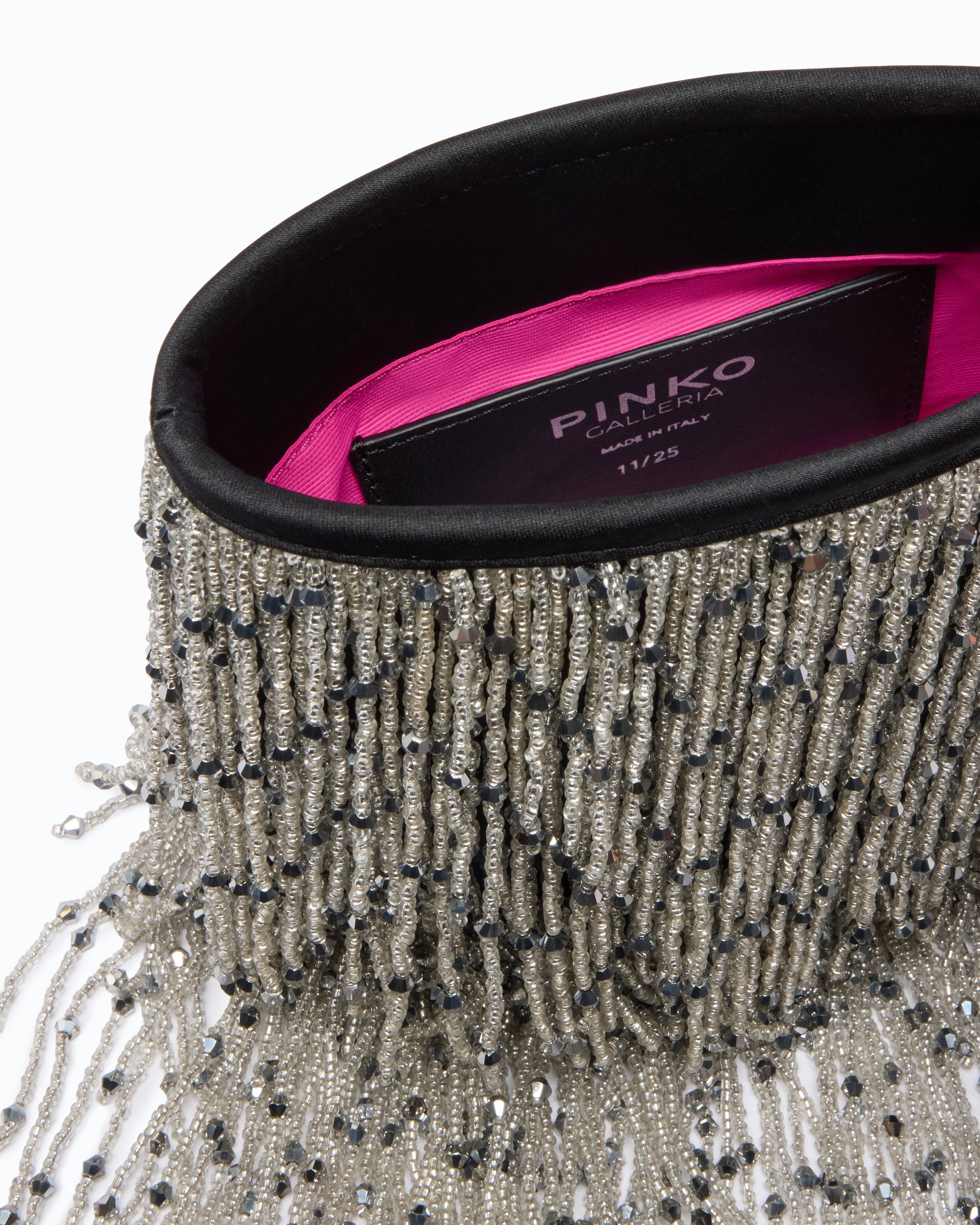 Pinko Galleria torebka pouch czarna frędzle