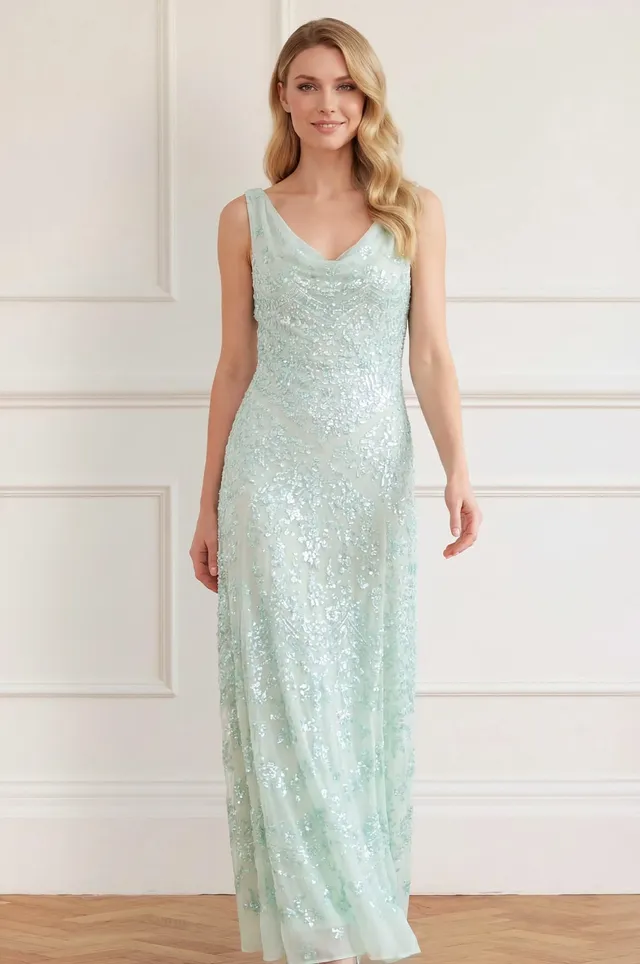 Needle & Thread Freya Georgette Gown suknia Green