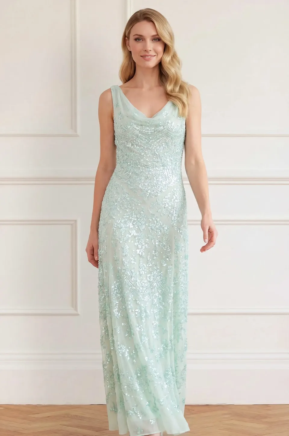 Needle & Thread Freya Georgette Gown suknia Green