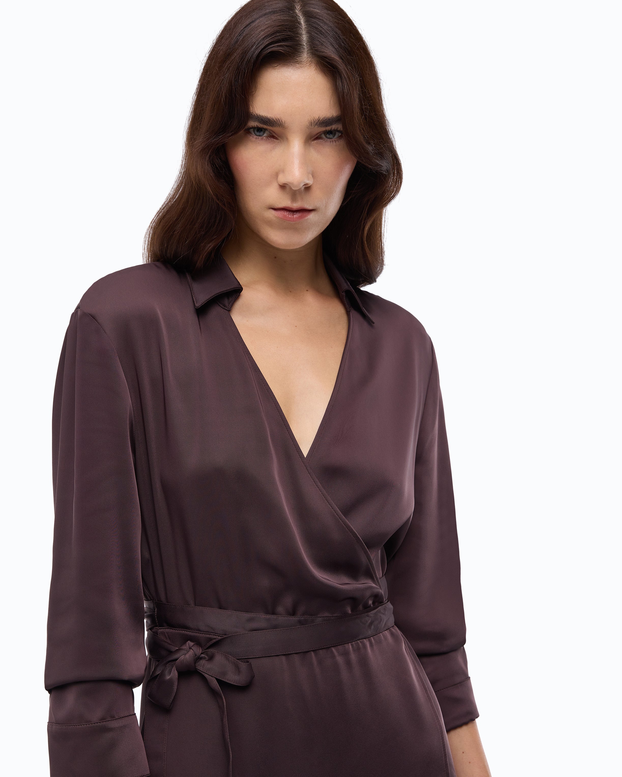 Pinko Ankur Dress sukienka midi brązowa kopertowa