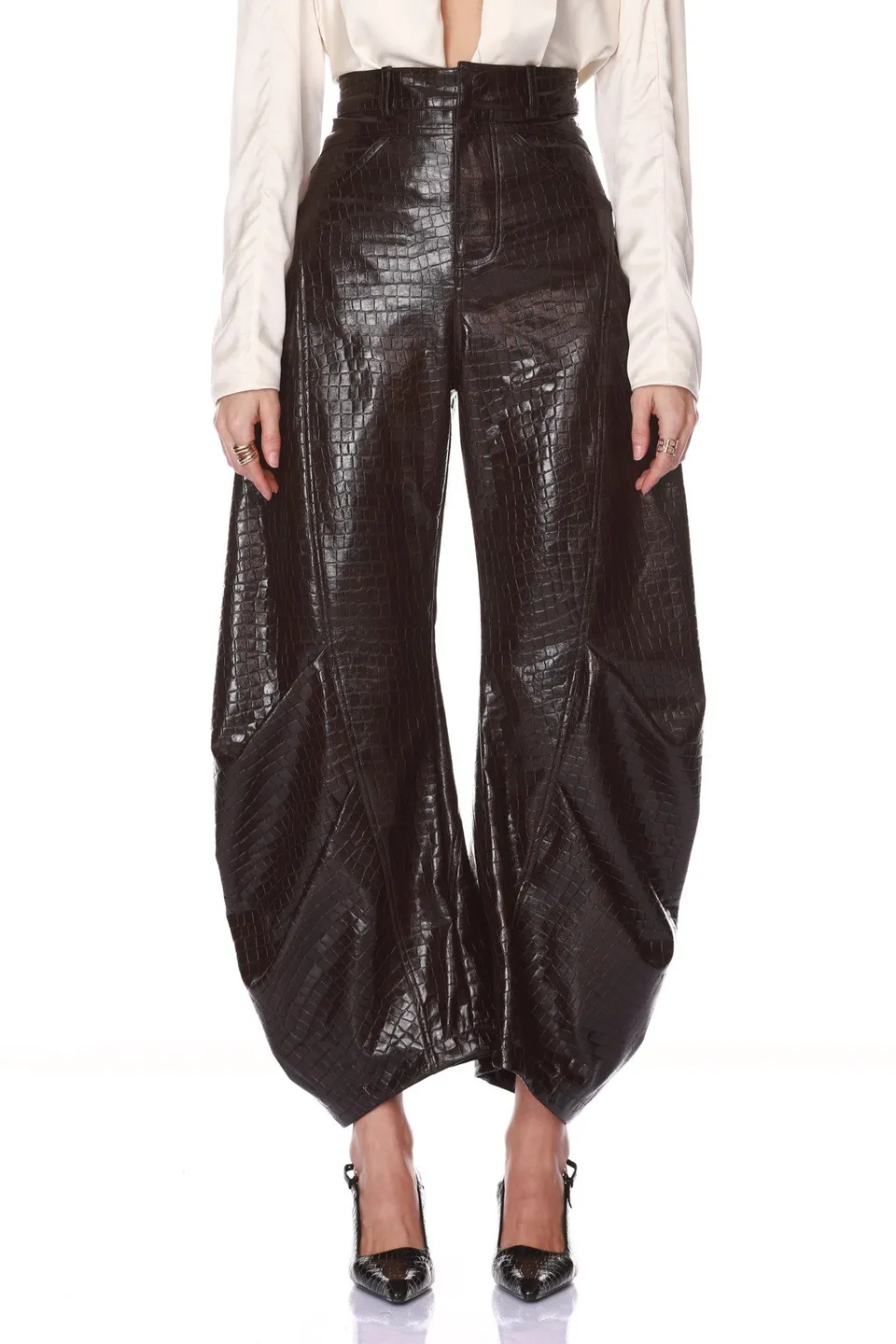 Bronx and Banco Vegan Croc Embossed Horseshoe Pant spodnie