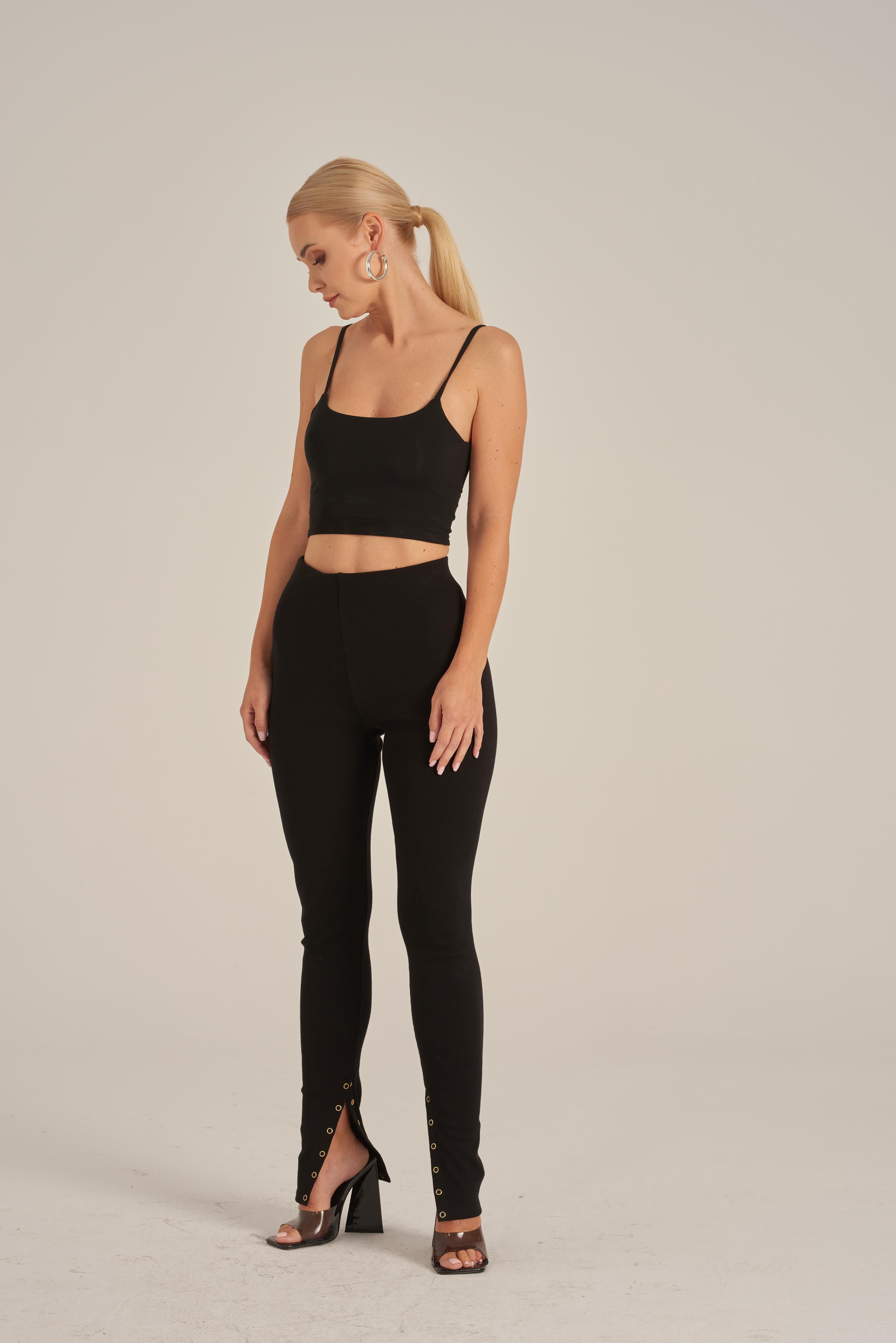Nudyess Hira legginsy TAN 830T prążkowane Black