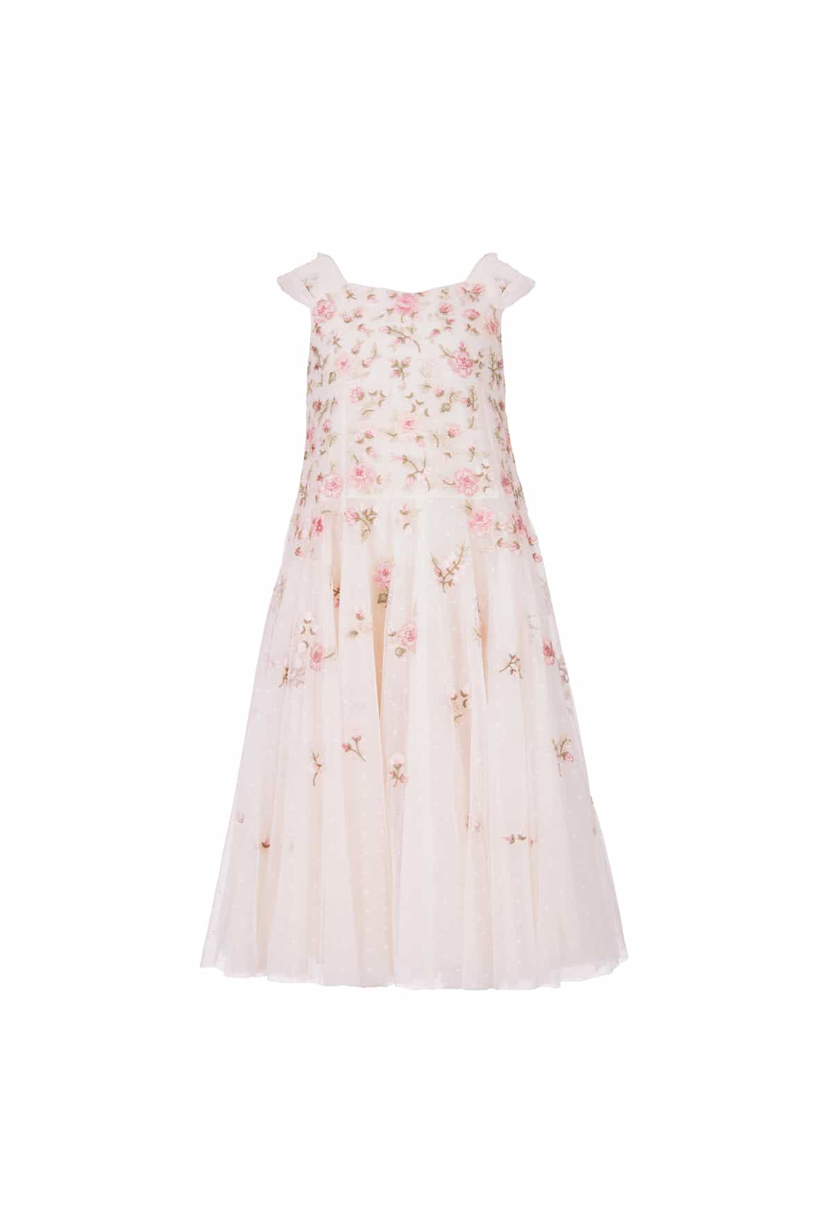 Needle & Thread Mayflower Ditsy Kids Gown sukienka kremowa długa