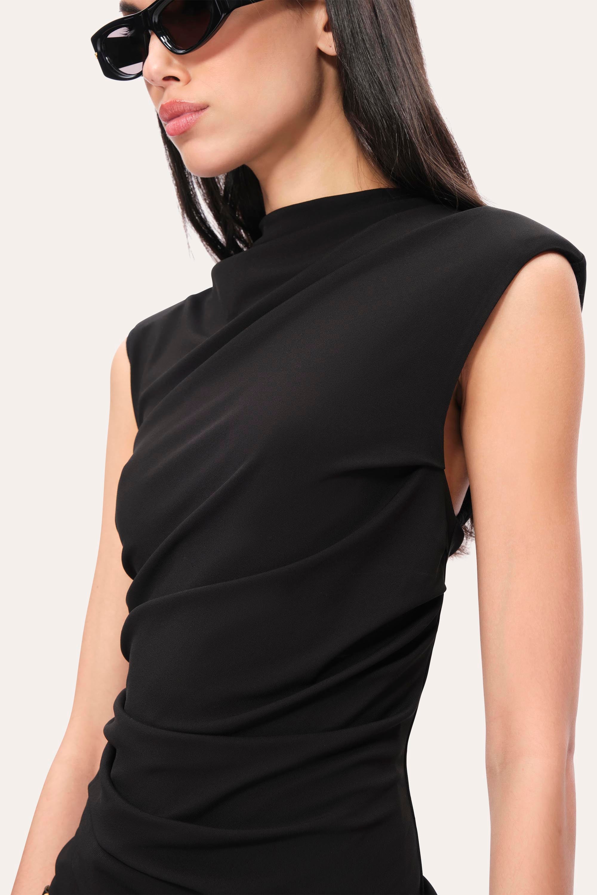 Elie Tahari Draped E454N505 top czarny jersey