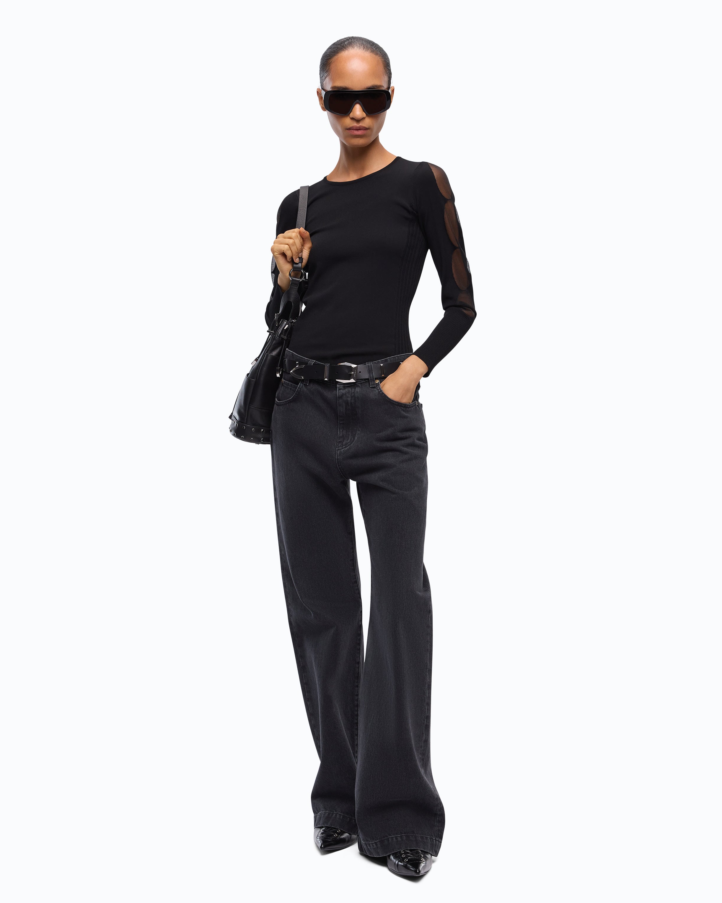 Pinko Antibes sweter czarny z wycięciami