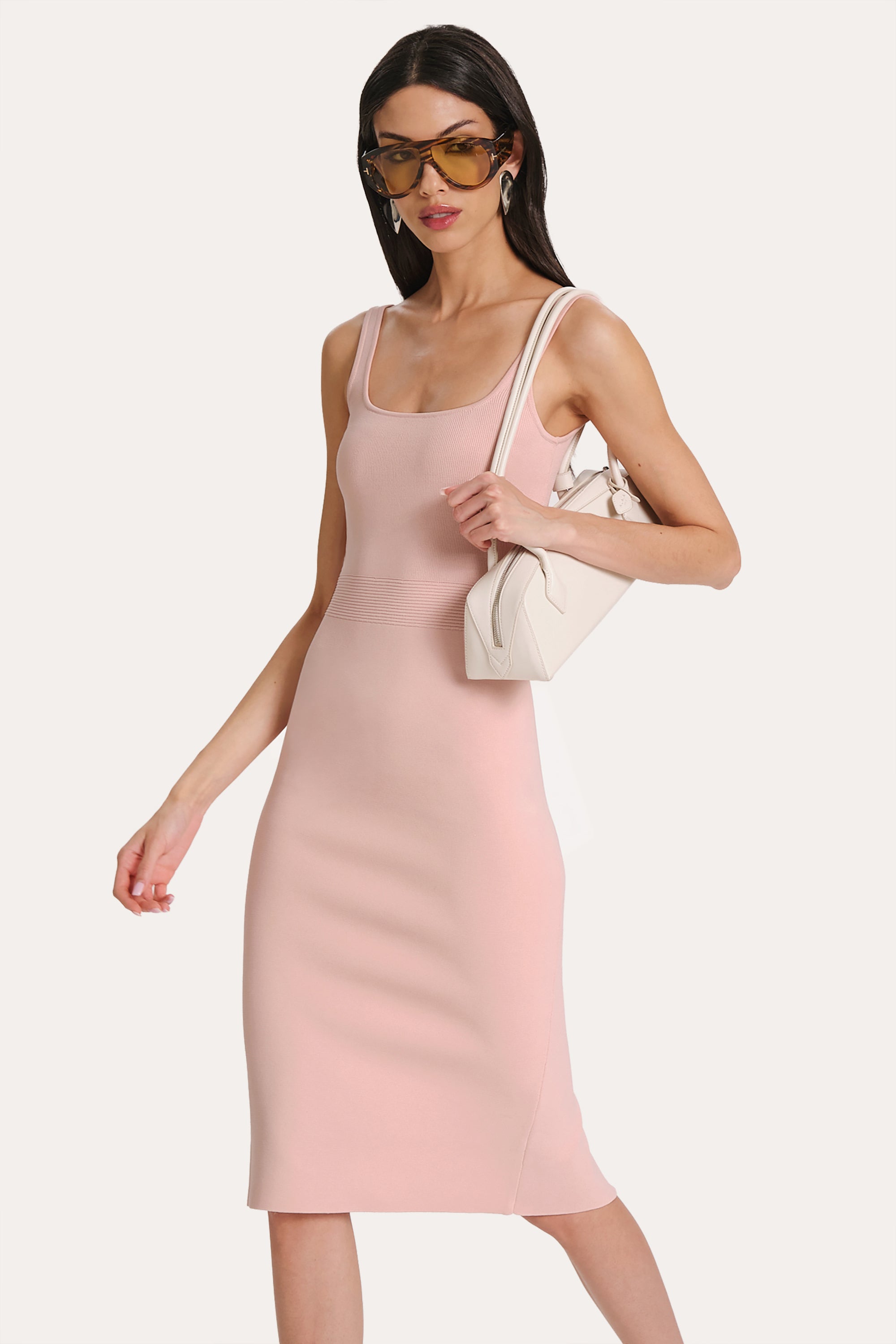 Elie Tahari Milano Mila sukienka midi dusty rose
