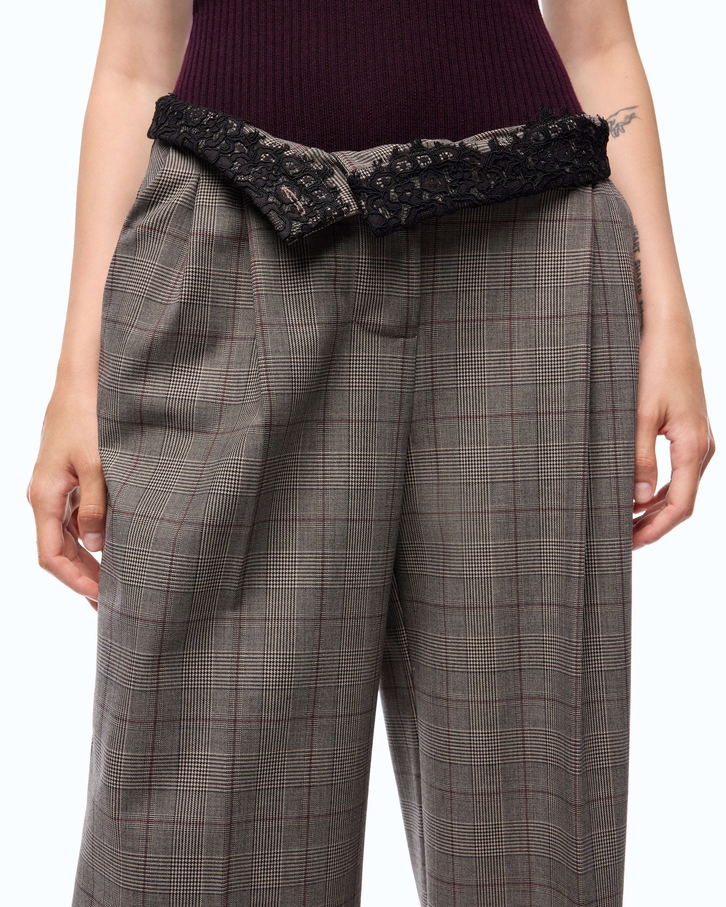 Pinko Plumeria Pants spodnie palazzo krata
