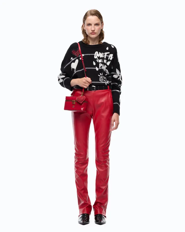 Pinko Pereschia Pants spodnie czerwone nappa